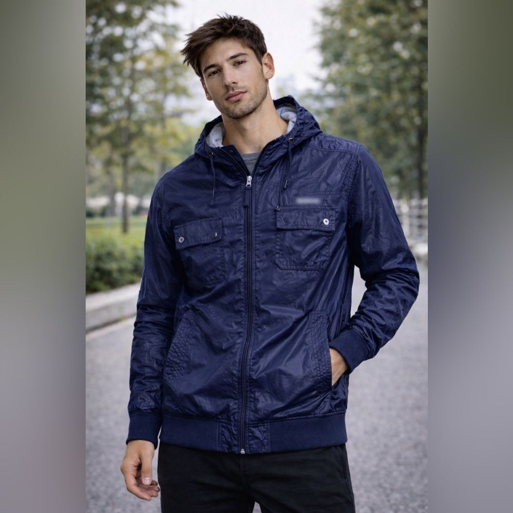 Live Mechanics Rare Victory is Certain Blue Large Hoodie Men Rain Bomber Jacket